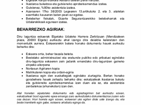 Convovcatoria de subvenciones para cursos de euskera realizados fuera del municipio