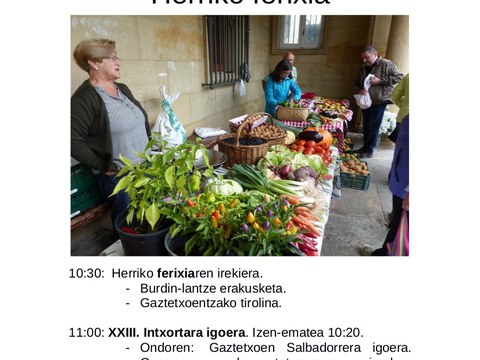 El 21 de septiembre se celebrará la feria de baserritarras y artesanos/as de Elgeta