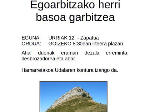 Limpiaremos en auzolan los terrenos públicos de la zona de Egoarbitza