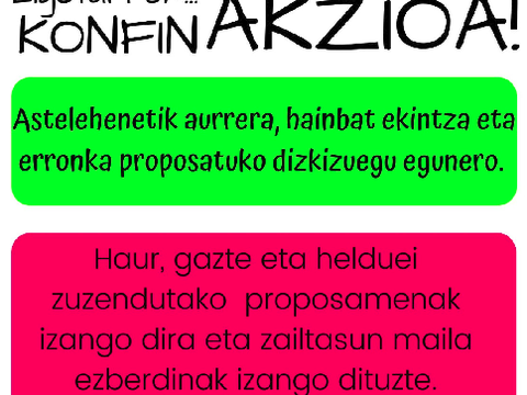 "Elgetarrok... konfinAKZIOA!" ekintza eta erronka sorta astelehenetik aurrera