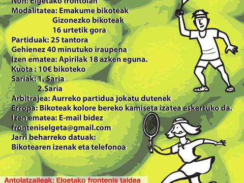 Frontenis txapelketa maiatzean