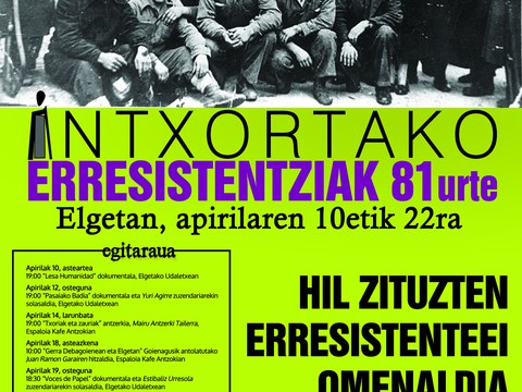 Intxortako erresistentziaren 81. urteurreneko ekitaldiak