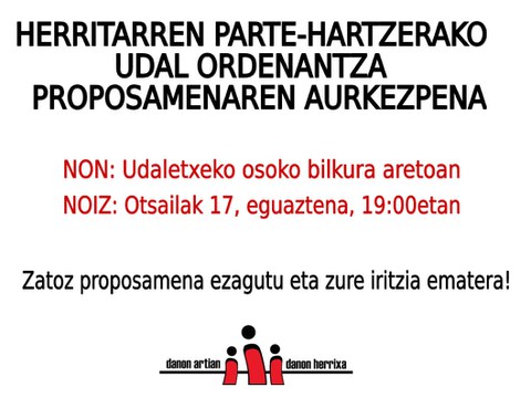 Parte-hartze ordenantzaren inguruko batzar irekia