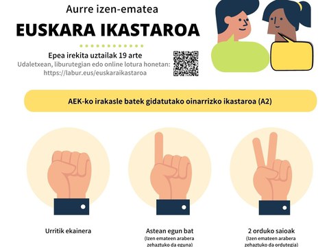 Zabalik da datorren ikasturteko euskara ikastarorako aurre izen-emate epea