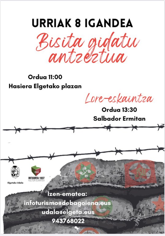 Gaurko egunez, 1936ko urriaren 4an, frontea ezarri zen Elgetan. 87 urte pasa dira ordutik. Horren harira, gogoratu domeka hontan, urriaren 8an, bisita gidatu antzeztua eta lore-eskaintza izango ditugula. Animatu!